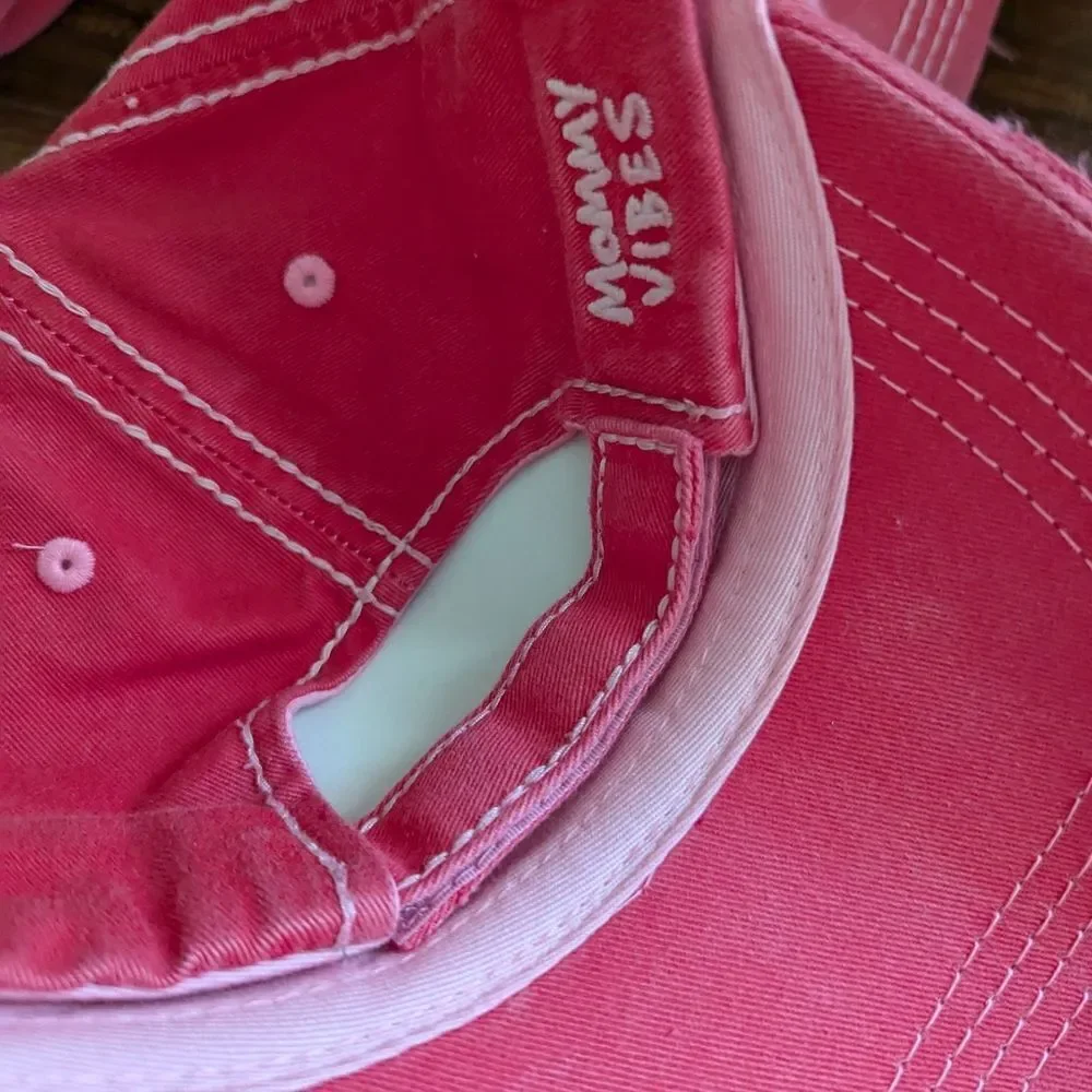 Ladies Coral Mommy Vibes Distressed Baseball Hat